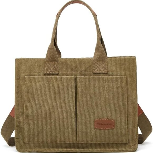 Handbags - Canvas Tote Bag Women Casual Shoulder Handbag Multi-pocket Capacity